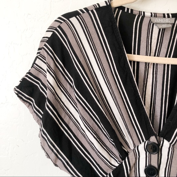 ❌SOLD❌ANGIE Striped V-Neck Button Front Dress - Picture 2 of 5